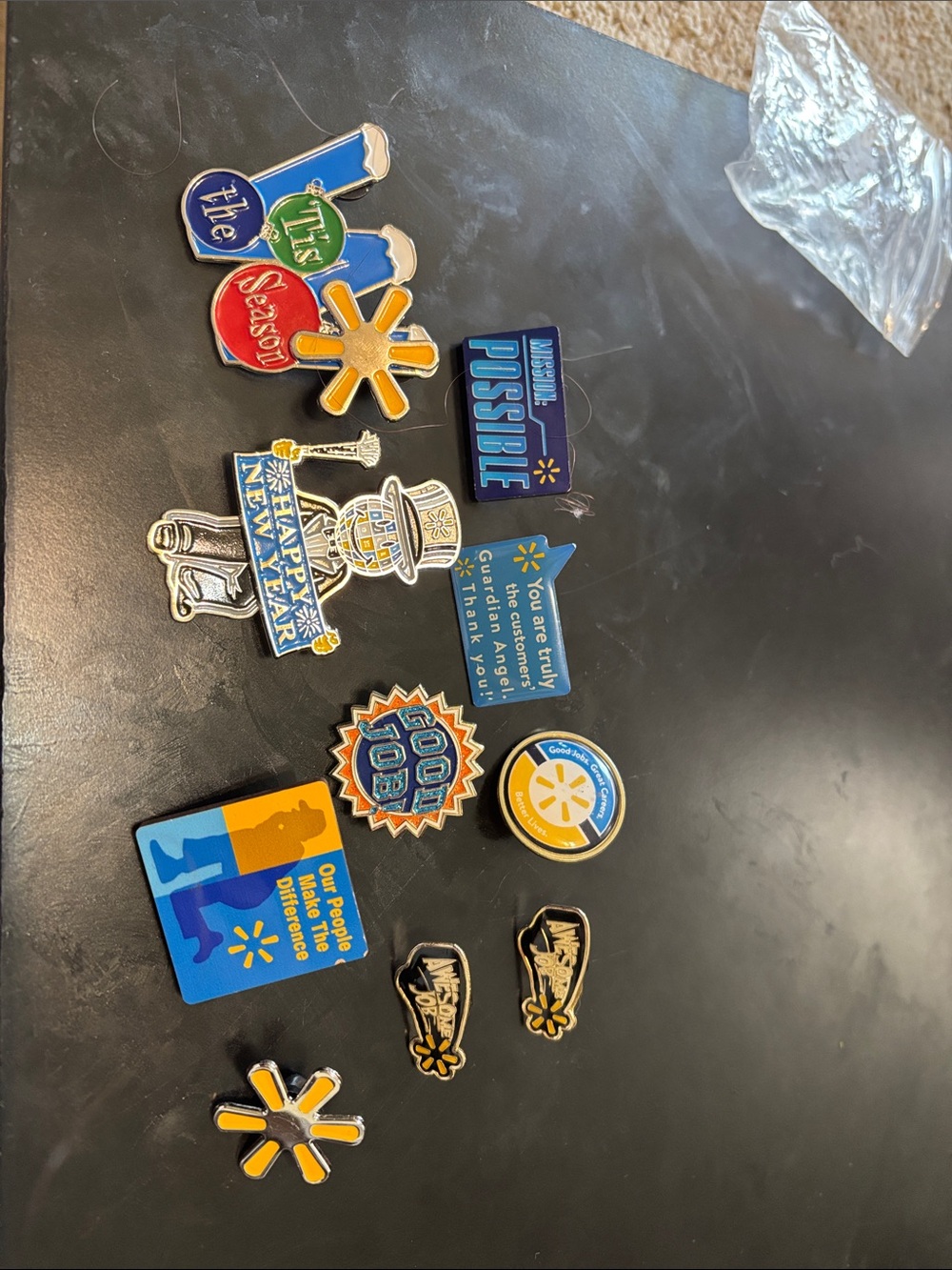 10ct Walmart Logo & Themed Enamel Pin Lot - Blue, Yellow, Orange